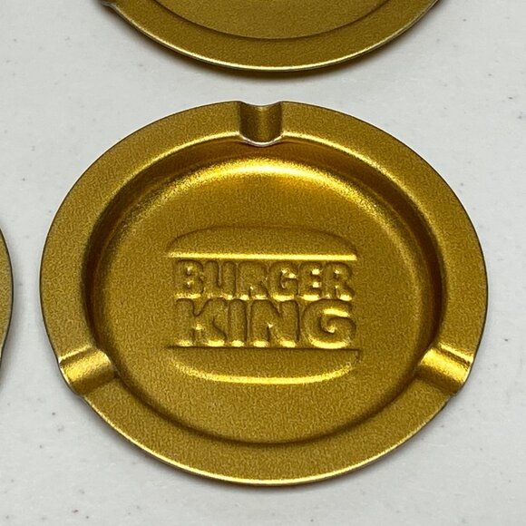 Vintage Burger King Goldtone Metal Ashtray Set Of 4 - Picture 6 of 8